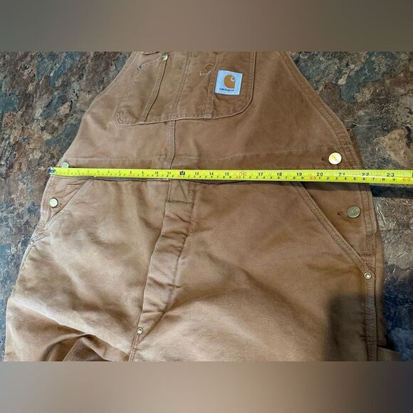 VTG Carhartt R01 BRN Mens 44x28 HEAVY DUTY Distressed Overall Bibs Double Knee - Picture 10 of 12
